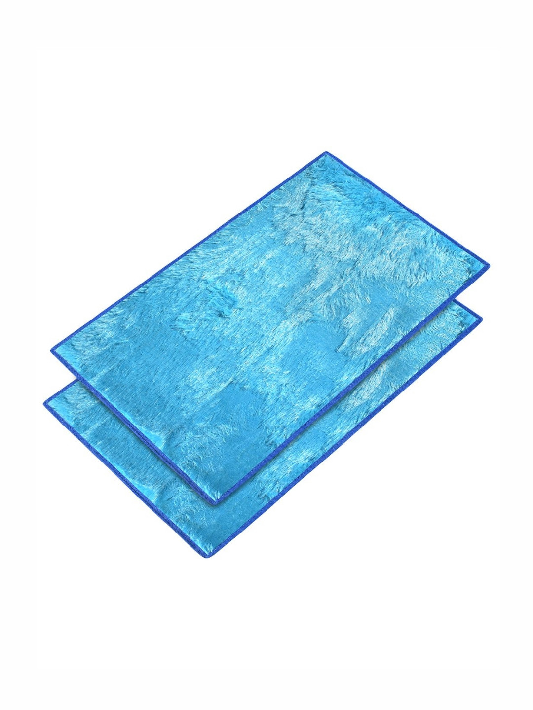HOMESTIC Blue 2 Pieces Velvet Ultra Absorbent Stain Resistant Quick Dry Doormats