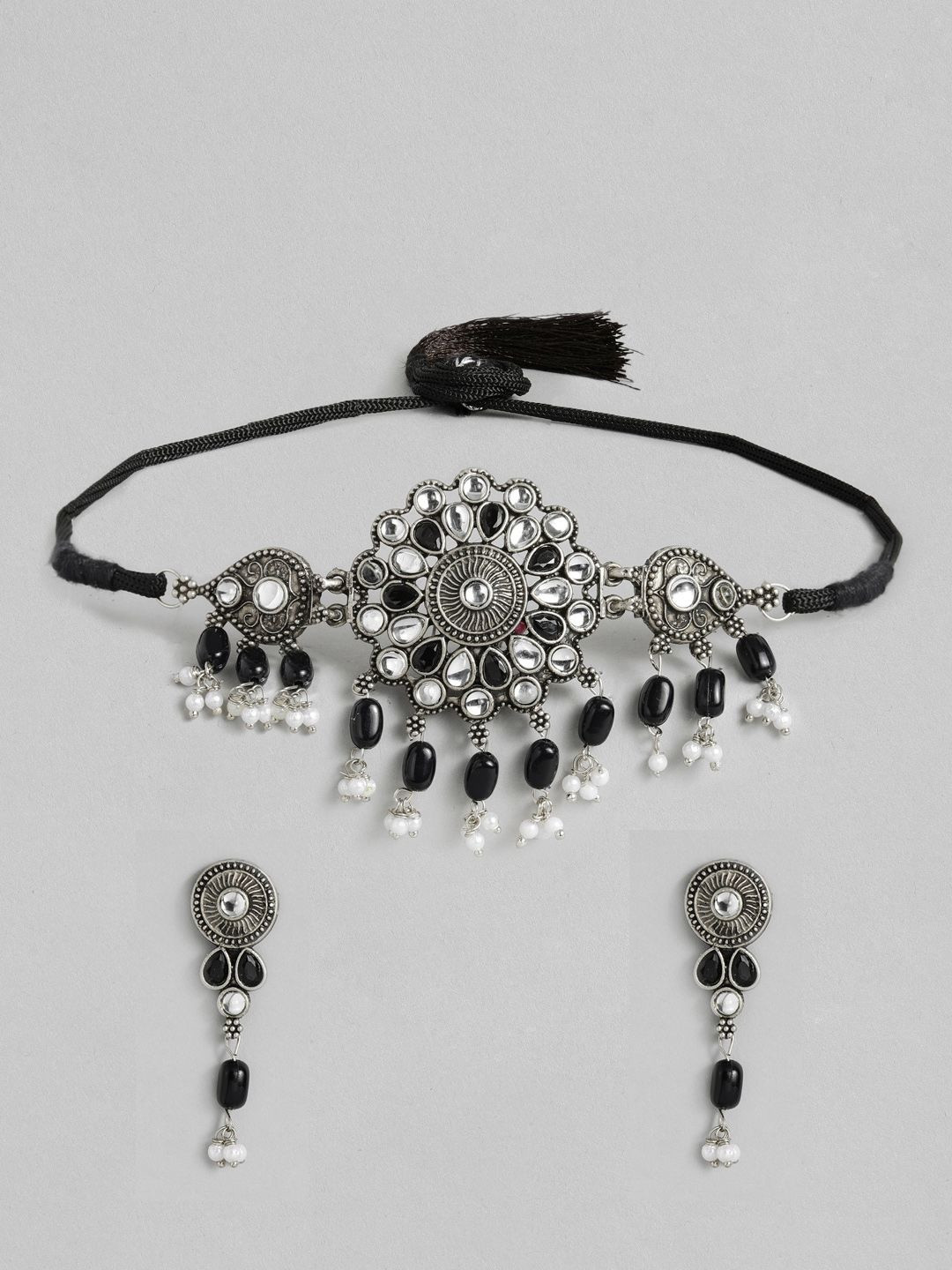 Anxvi Antique Oxidised Plated Choker Necklace Set