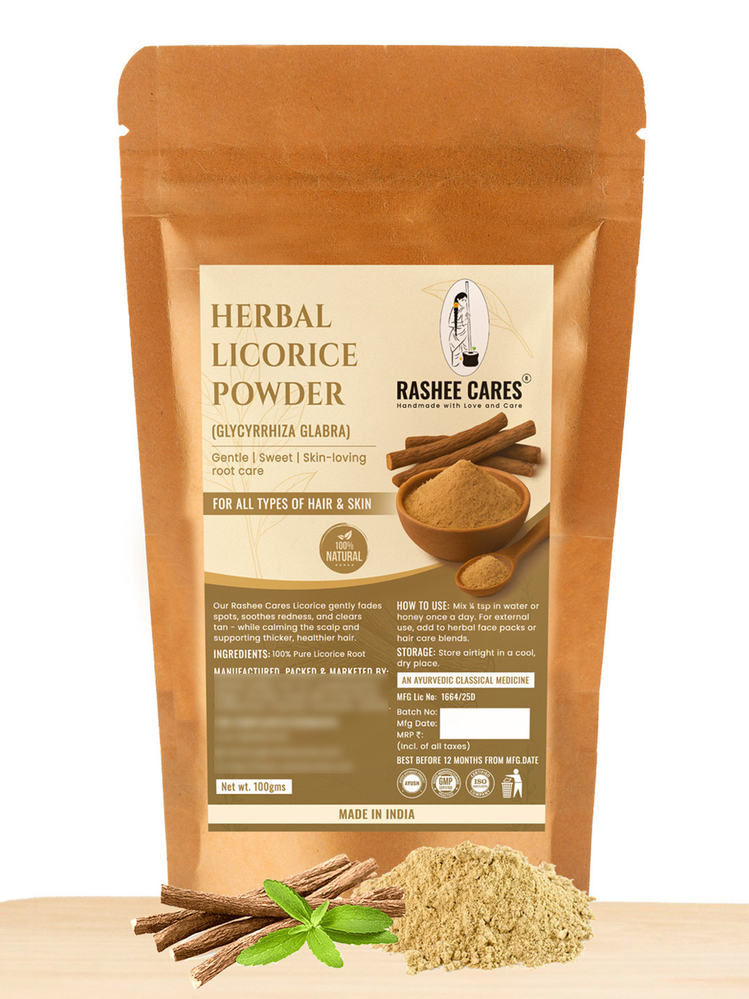 RASHEE CARES Herbal Licorice Powder For Skin Moisturising - 100 g