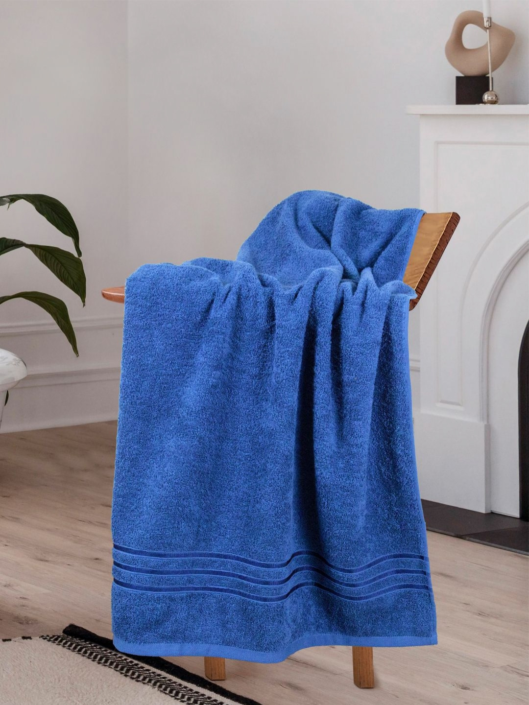 HOME ELEGANCE Blue Pure Cotton 400 GSM Bath Towel