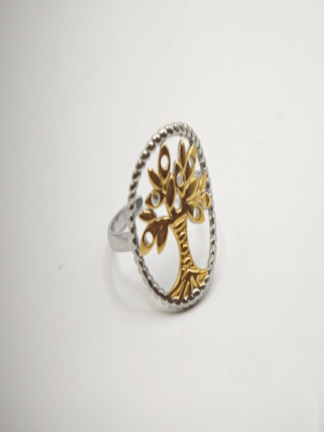 SAPRAA TRENDS Anti Tarnish Staineless Steel Statement Adjustable Ring