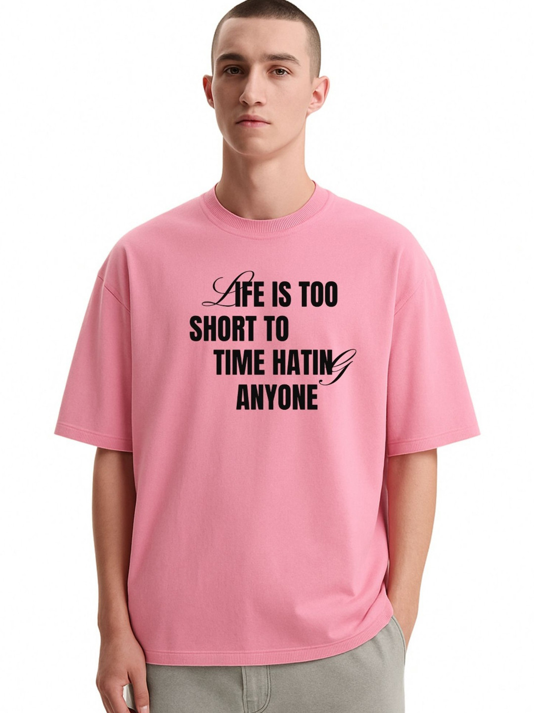 Fashnobic Men Dri-FIT Trendy Be Kind To Your Mind Printed Cotton Oversized T-shirt