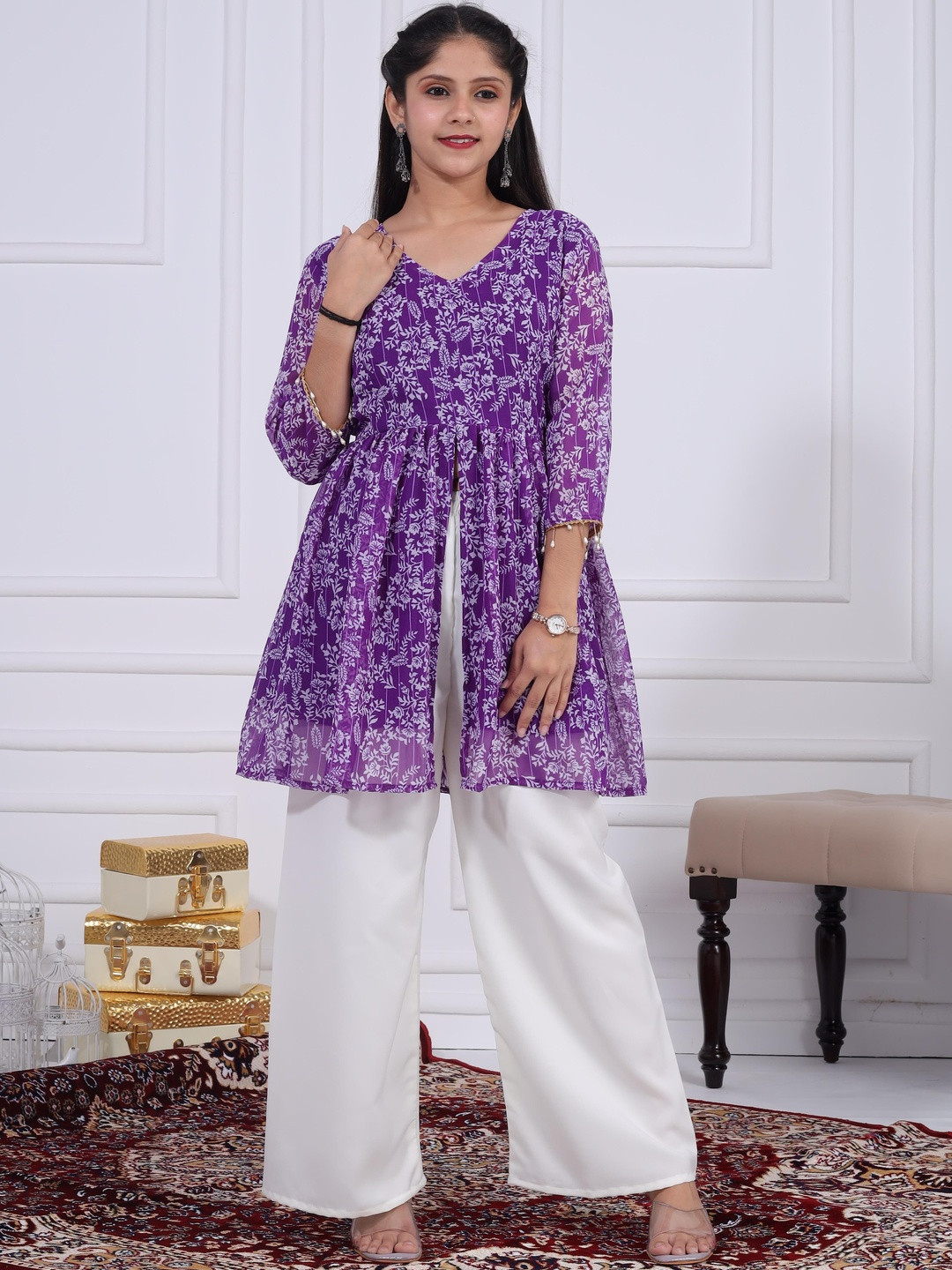 MISHA ENTERPRISE Girls Poly Georgette  Clothing Set