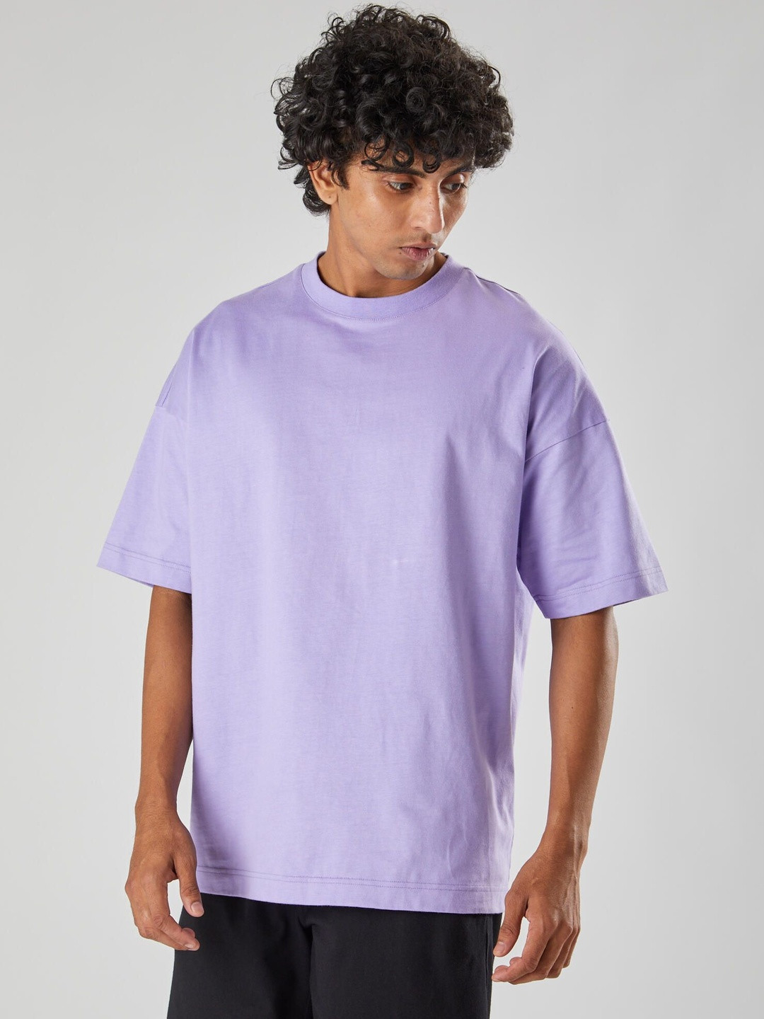 Moda Rapido Round Neck Drop-Shoulder Sleeves Pure Cotton Oversized T-shirt