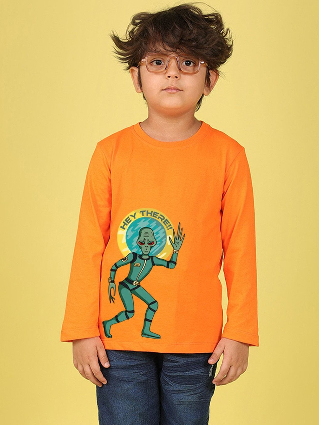 NUSYL Boys Alien Theme Graphic Printed Round Neck Cotton T-shirt