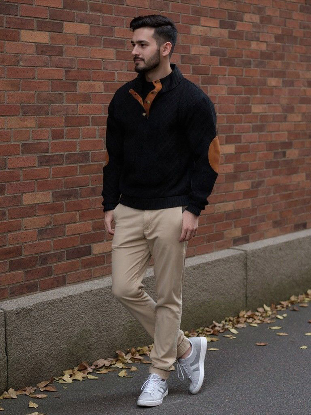 Mast & Harbour Men High Neck Cable Knit Cardigan