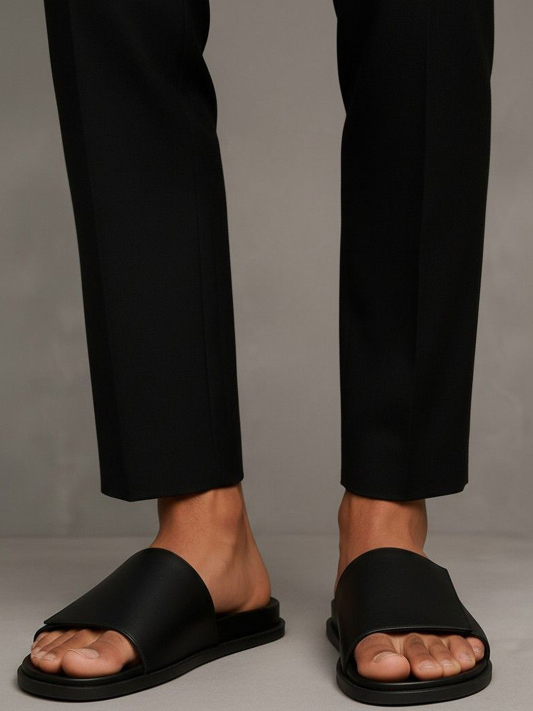 MICHEAL FERAAS Men Leather Sliders  Flip Flops