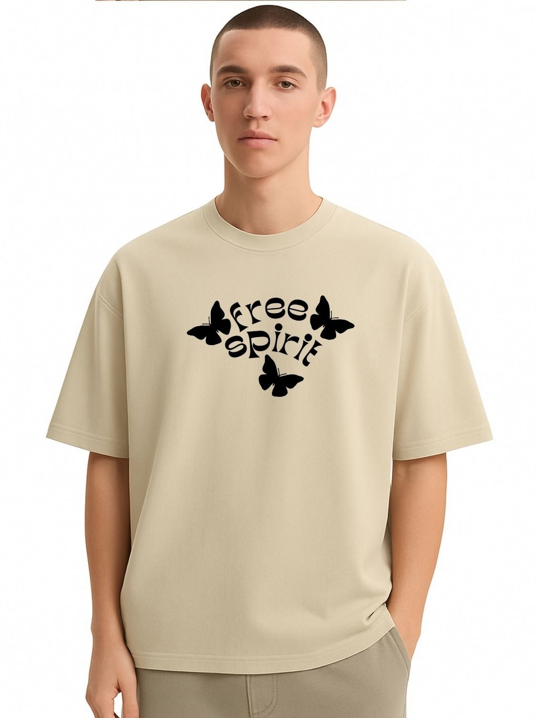 Fashnobic Men Dri-FIT Trendy Free Spirit Printed Round Neck Cotton Oversized T-shirt