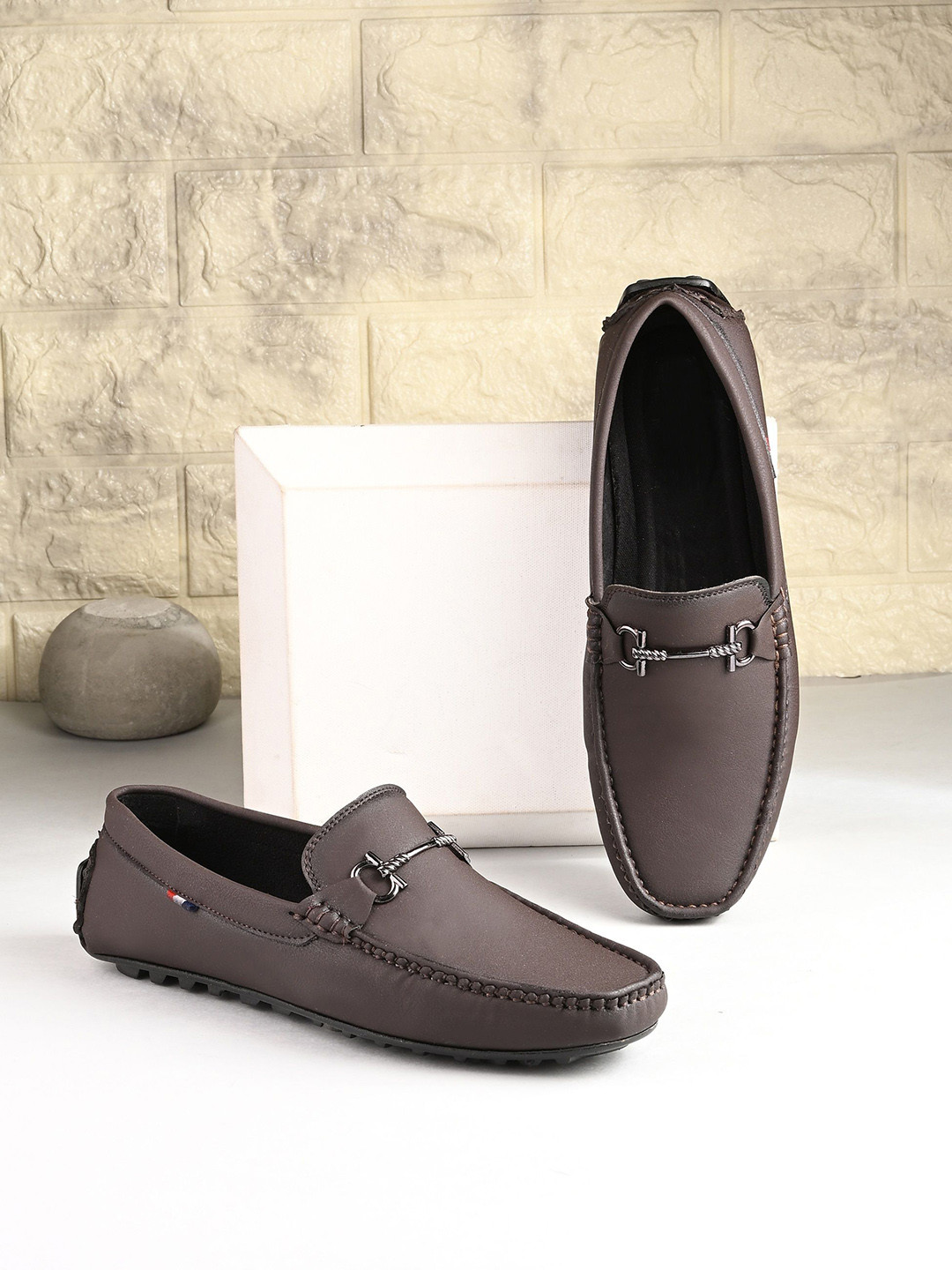 BELLION Men Round Toe Slip-On Loafers
