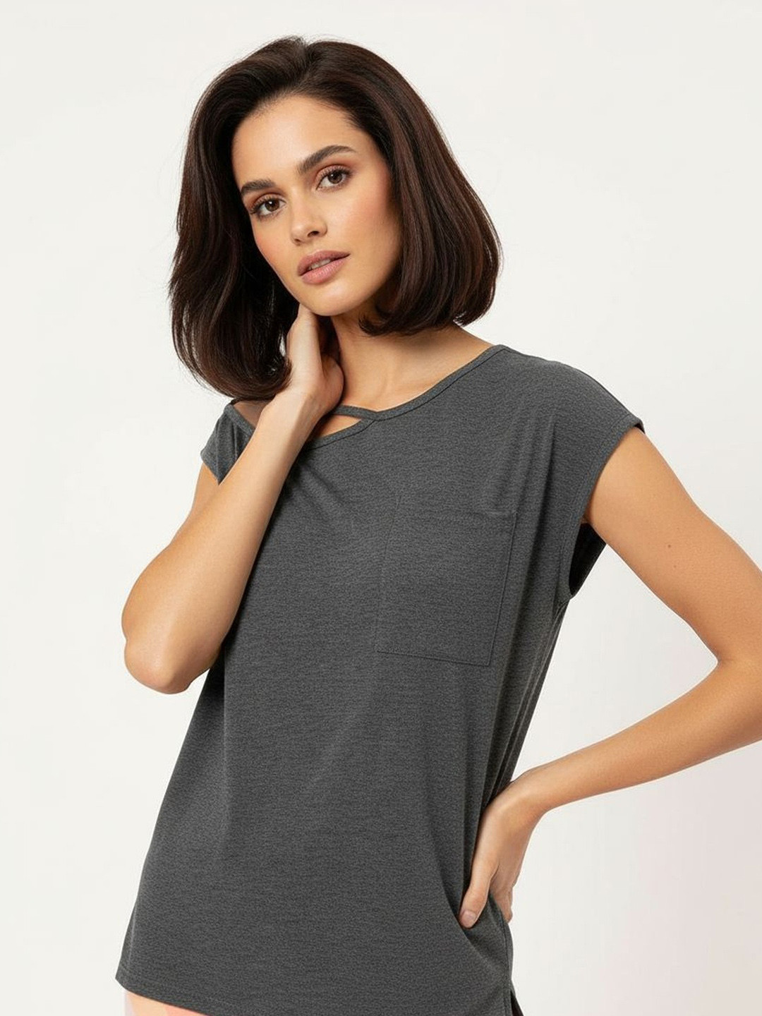 DressBerry Subdued Rock Cut-Out Detail T-shirt