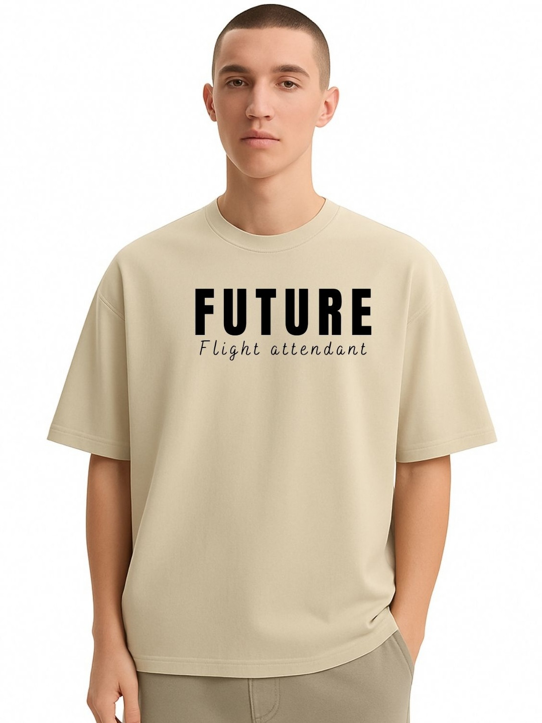 Fashnobic Men Dri-FIT Trendy Future Printed Round Neck Cotton Oversized T-shirt