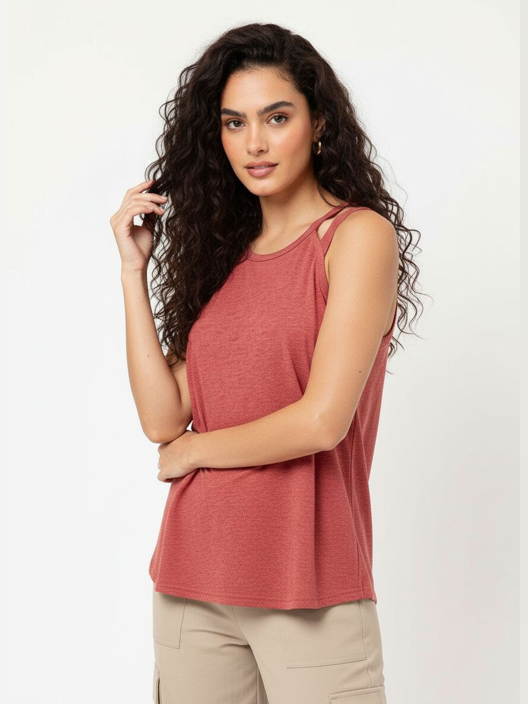 DressBerry Retro Blush Strappy Allure Tank Top