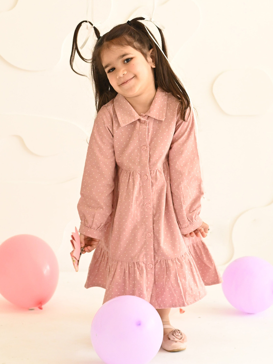 Puddle Fashion Girls Polka Dot Printed Shirt Dress