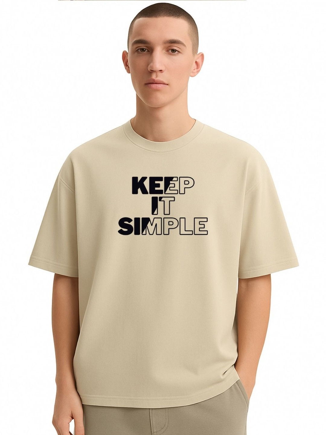 Fashnobic Men Dri-FIT Trendy Keep It Simple Printed Round Neck Cotton Oversized T-shirt