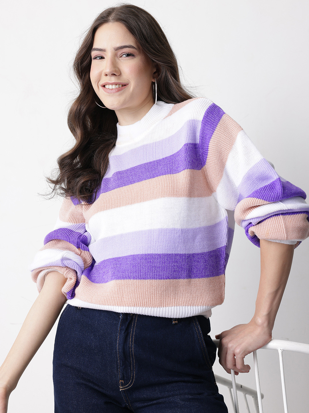 Mast & Harbour Multi-Striped Relaxed Pullover