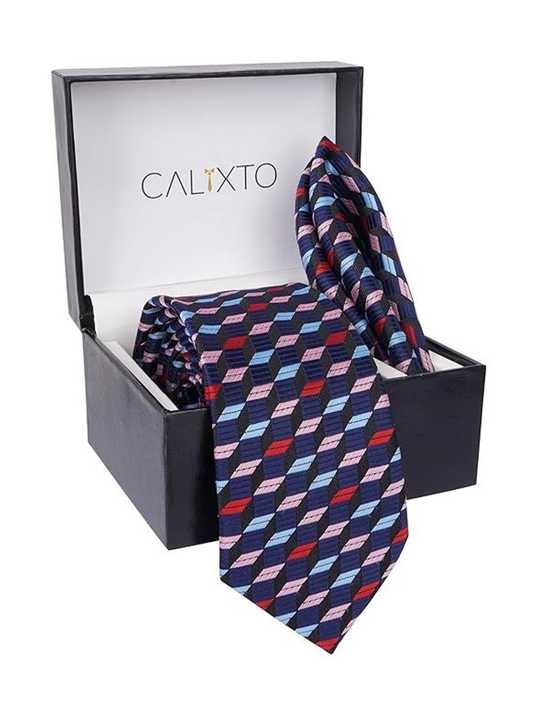 CALIXTO Men Blue Printed Tie & Pocket Square
