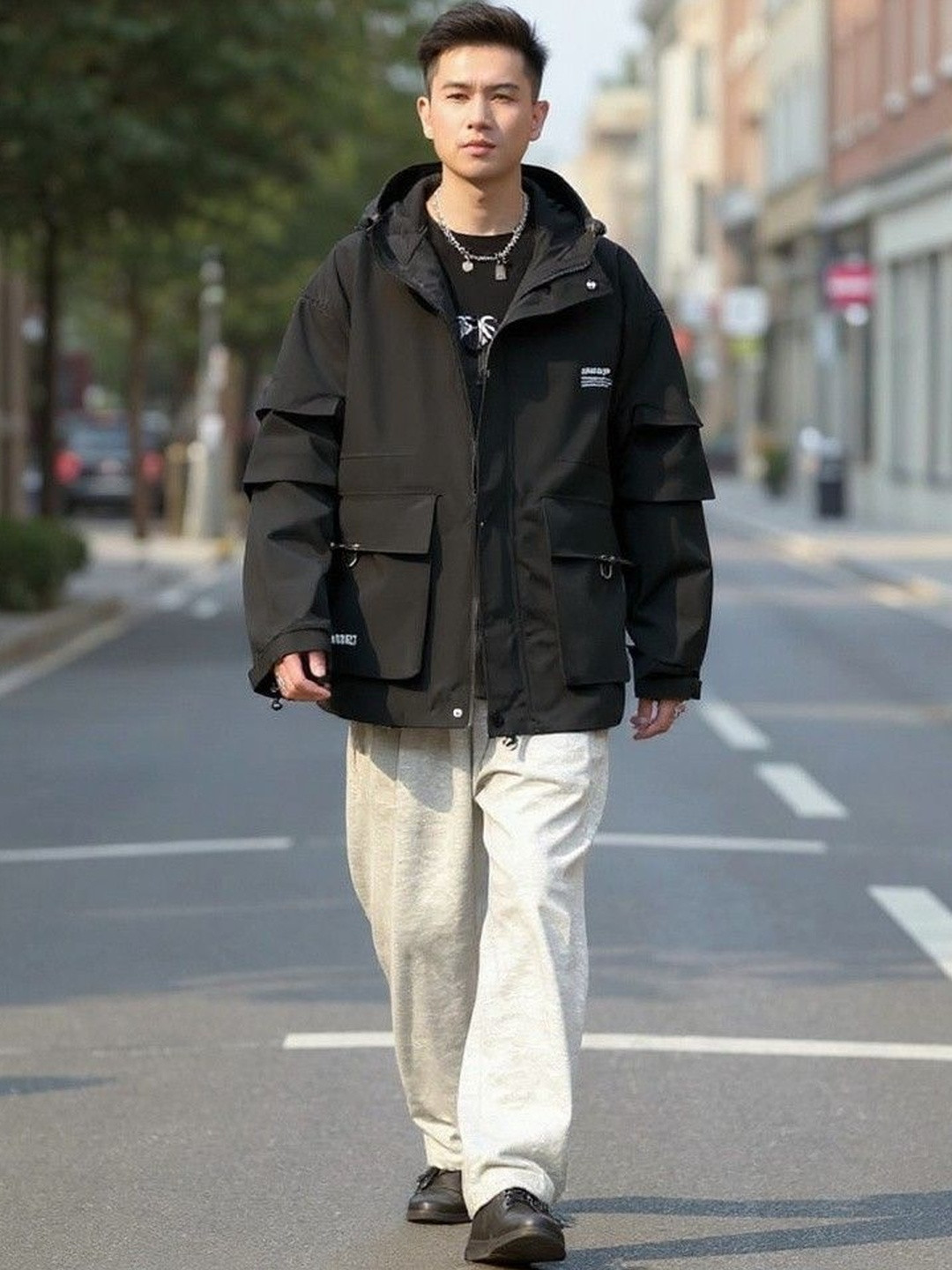 HERE&NOW Men Black Hood Solid Sweatshirt