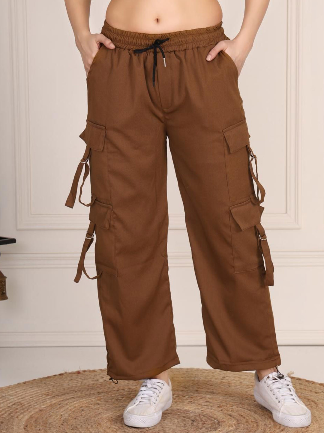 69 FASHION STREET Women Original Straight Fit High-Rise Cargos Trousers