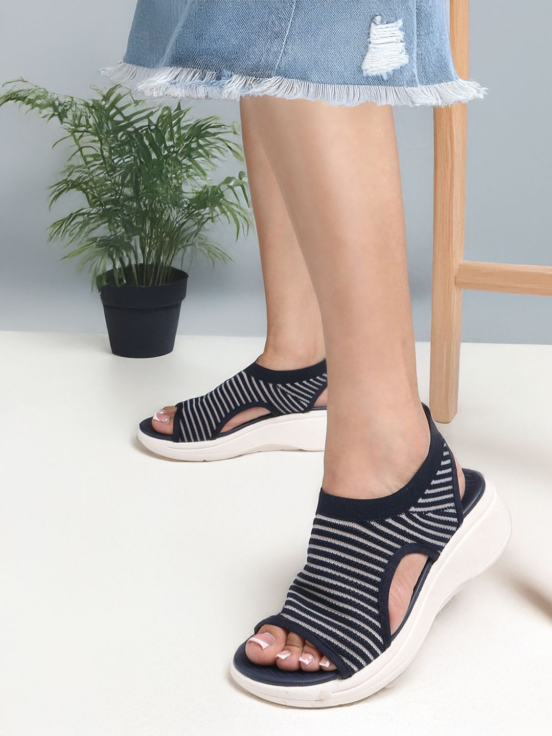 Carlton London sports Striped Wedge Sandals