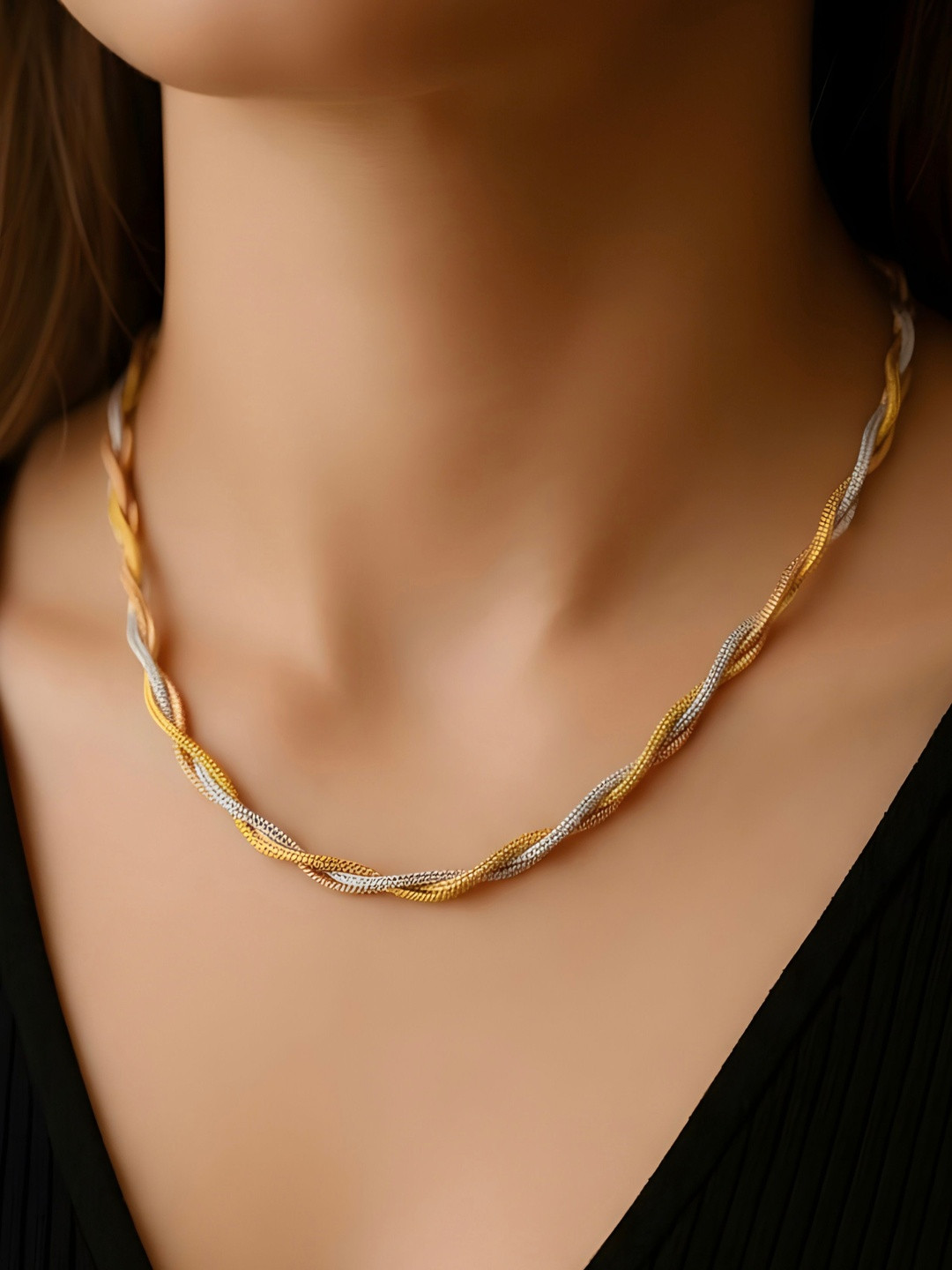 MISS ASTUTE Women Gold Tonned Braided Design Necklace