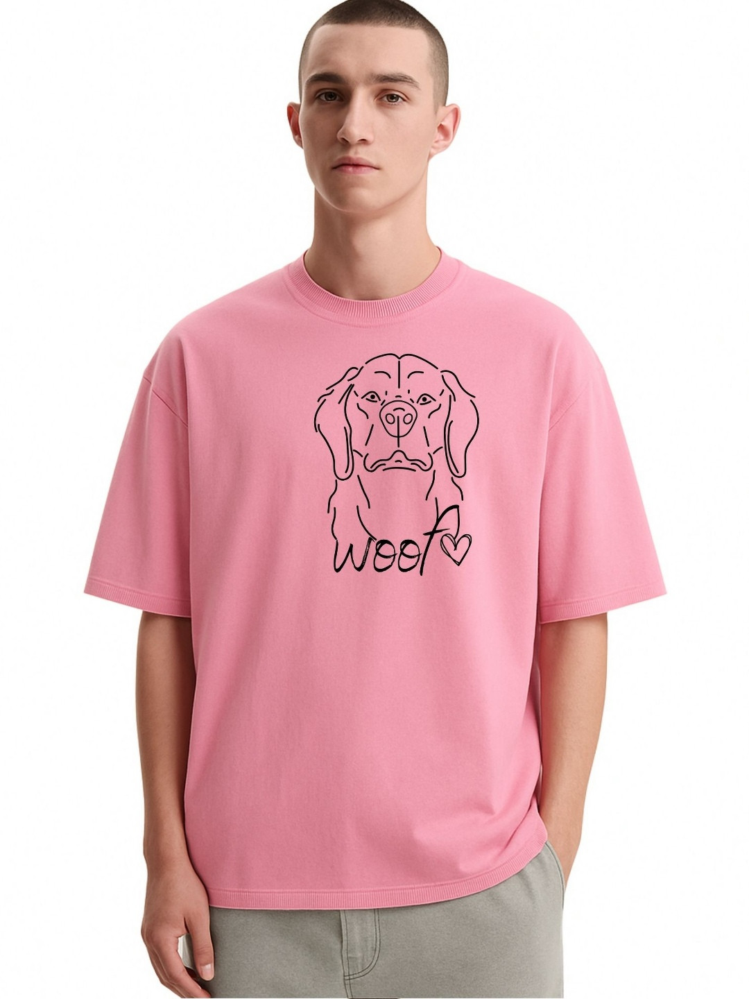 Fashnobic Men Dri-FIT Trendy Woot Dog Printed Round Neck Cotton Oversized T-shirt