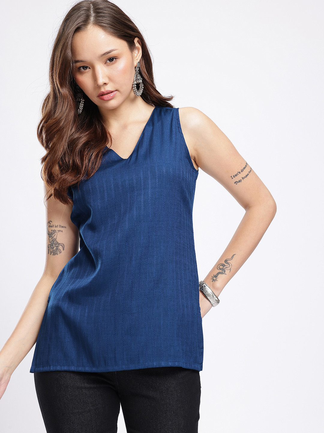 Anouk Rustic Woven Design V-Neck Kurti