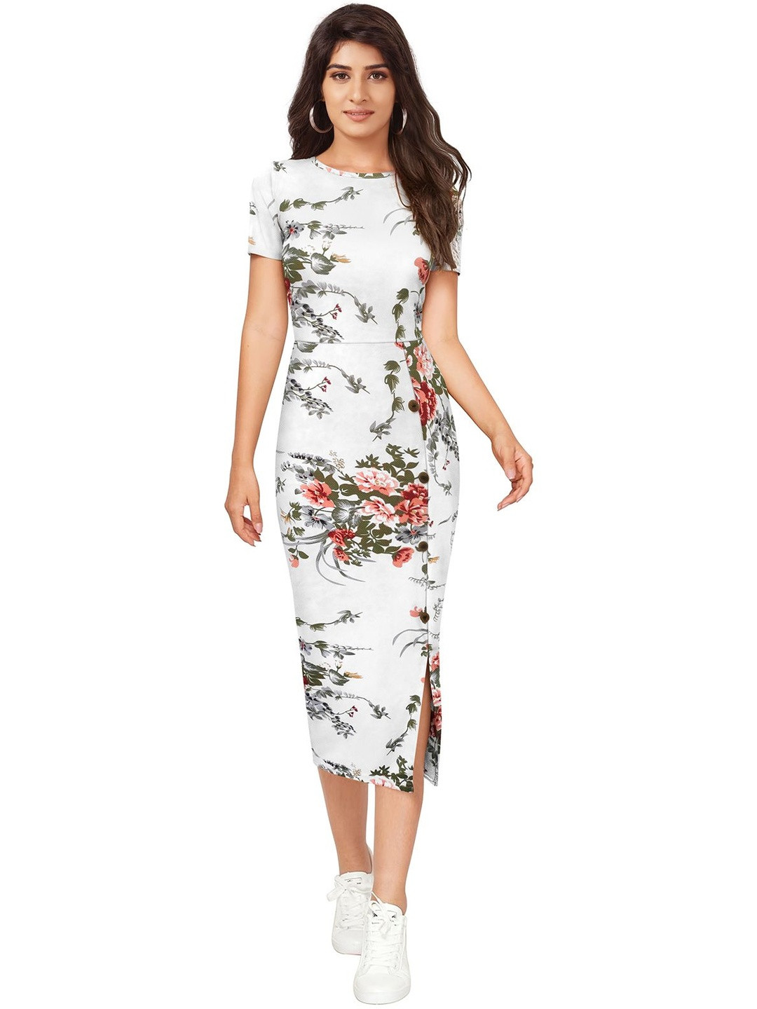 SZN Floral Print Sheath Midi Dress