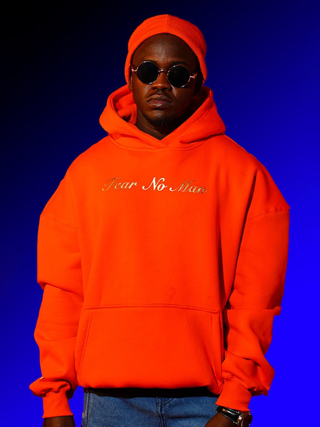 Fear No Man Men Printed Hooded Neck Long Sleeve Sweatshirt