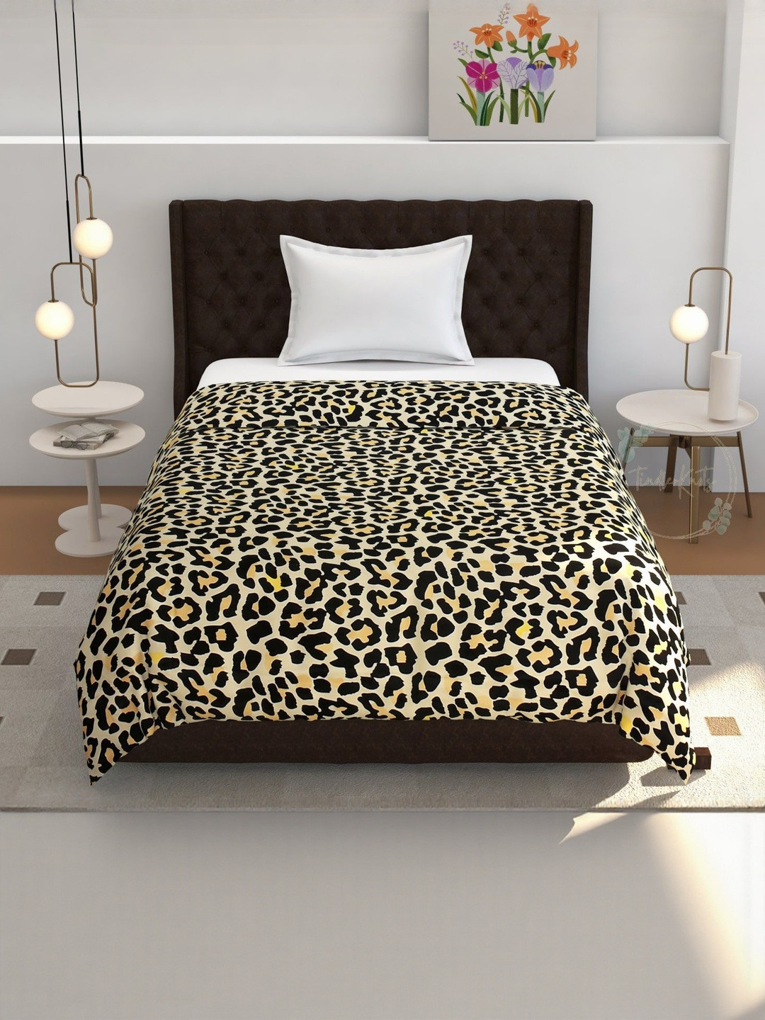 TINDLER KNOTS Printed Single Bed Cover With Zipper Closure