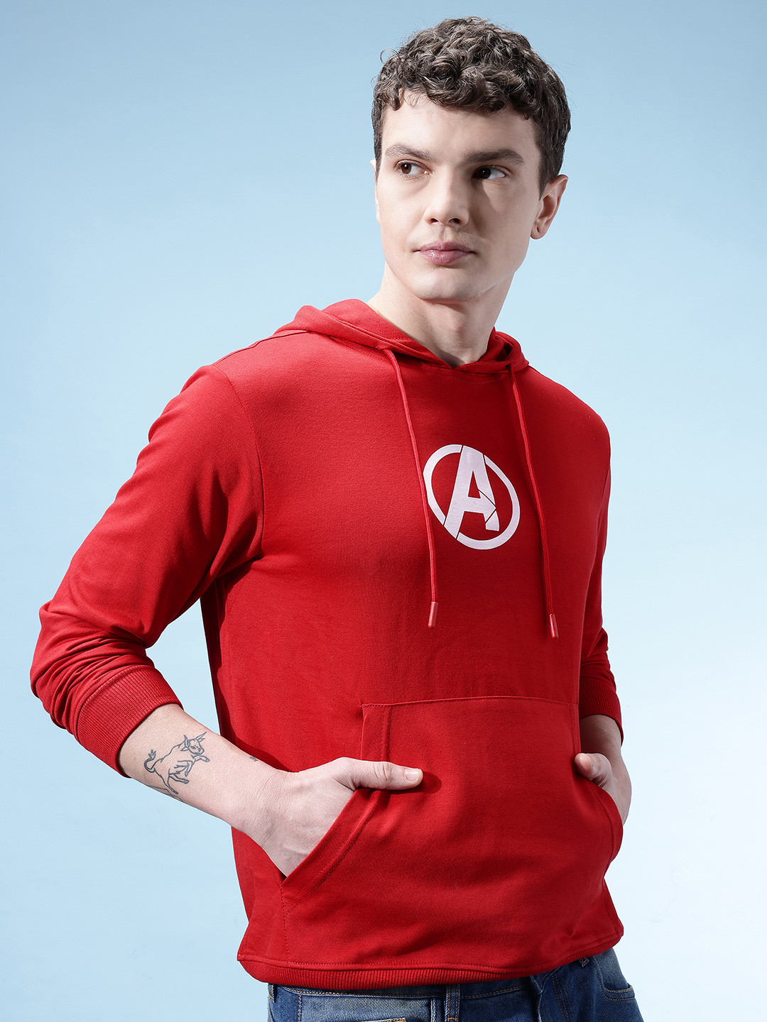 glitchez Avengers Logo Printed Hooded Sweatshirt