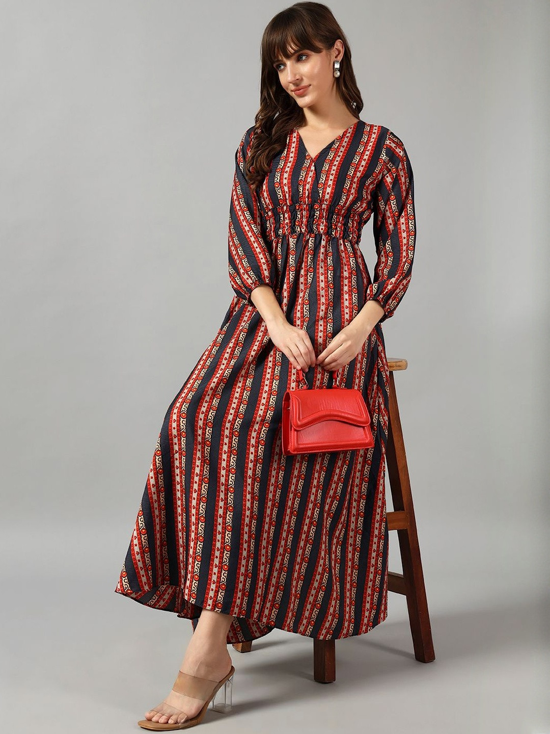 Jash Creation Women Printed Tiered Long Dress Flared Maxi Kurti