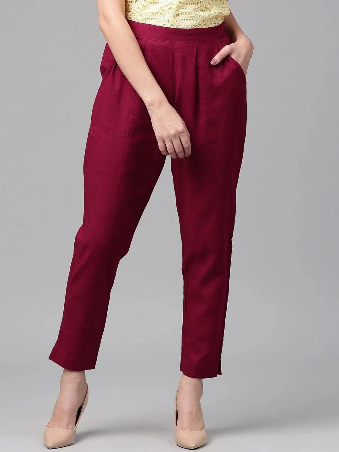 Me Craft Women Regular Fit Flat-Front Comfort Trousers