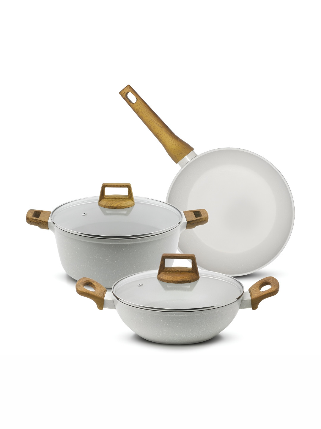 BERGNER White 5 Pieces Induction Base Aluminium Cookware Set