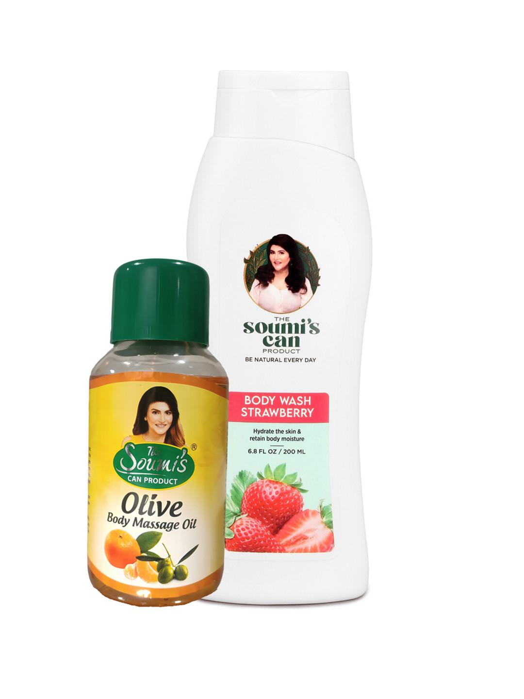 THE SOUMI'S CAN PRODUCT Olive Body Massage Oil & Body Wash Strawberry- 400ml