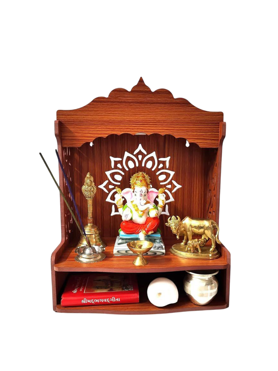 ARTIHC CRAFT Engineered Wood Wall Mounted Home Temple