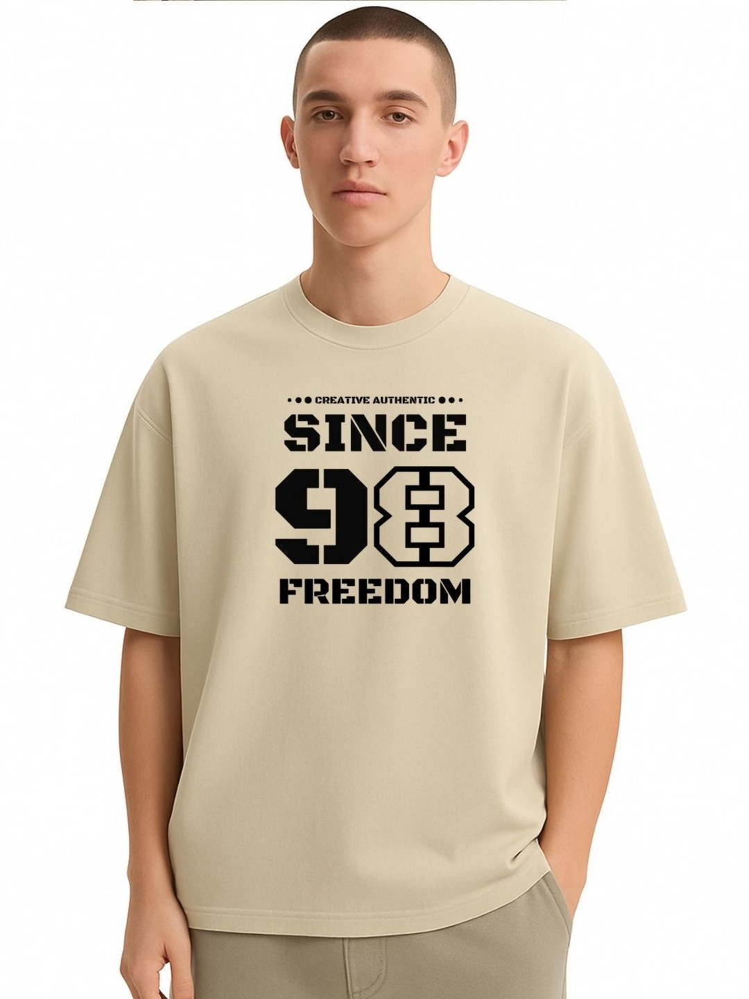 Fashnobic Men Dri-FIT Trendy Since 98 Printed Round Neck Cotton Oversized T-shirt