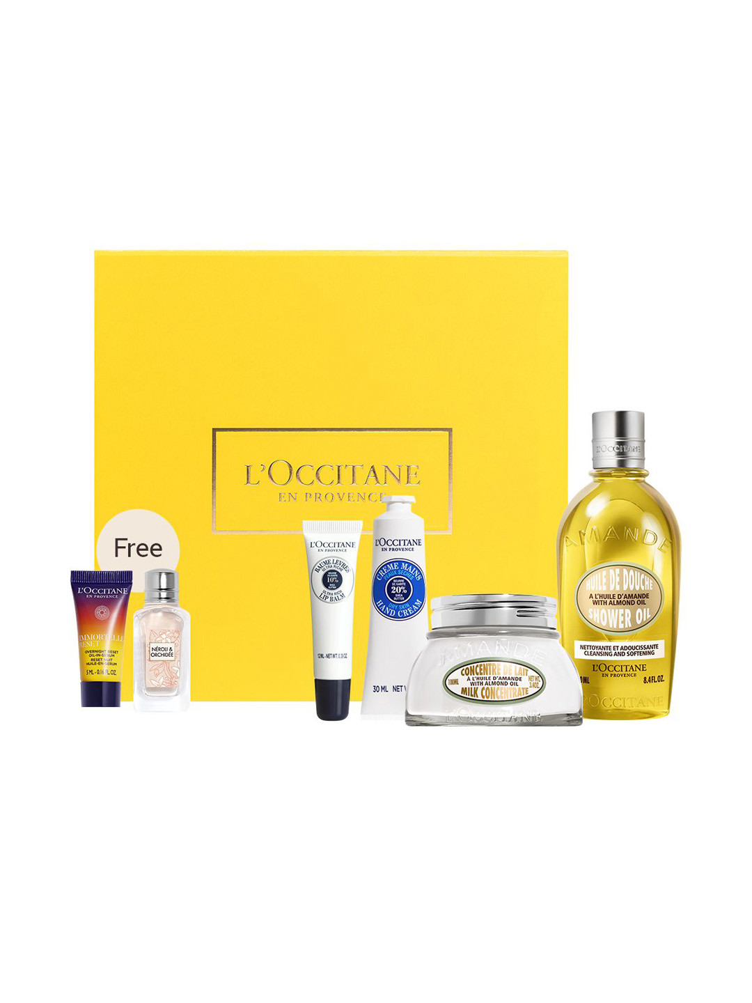 LOccitane en Provence Set Of 6 Shower Oil, Lip Balm, Hand Cream & Milk Concentrate