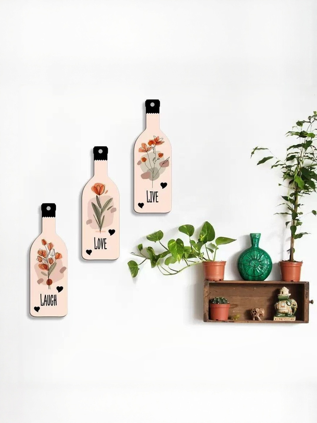 Shiv Collection Set of 3 Live Love Laugh Wooden Wall Hangings