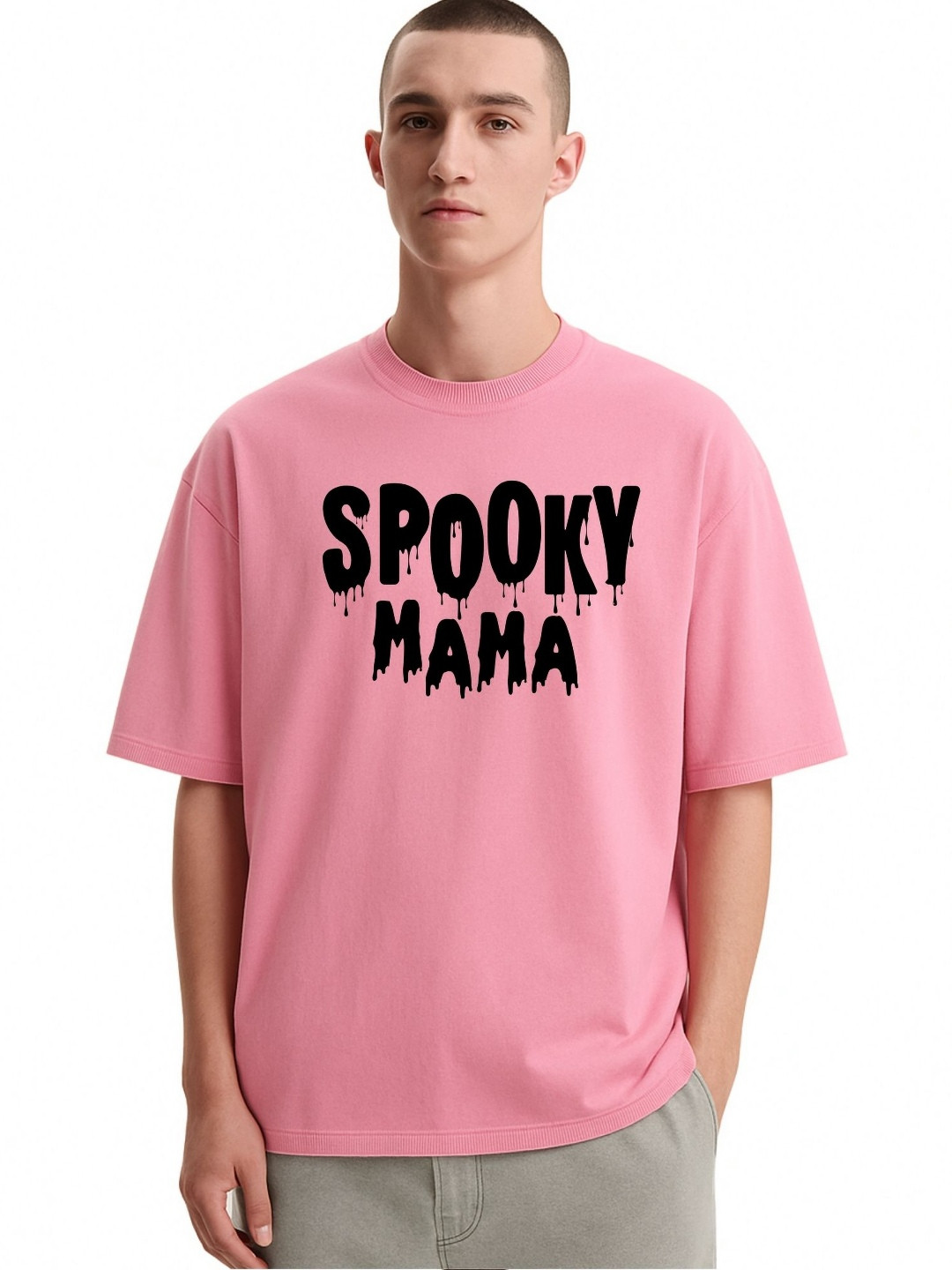 Fashnobic Men Dri-FIT Trendy Spooky Mama Printed Round Neck Cotton Oversized T-shirt