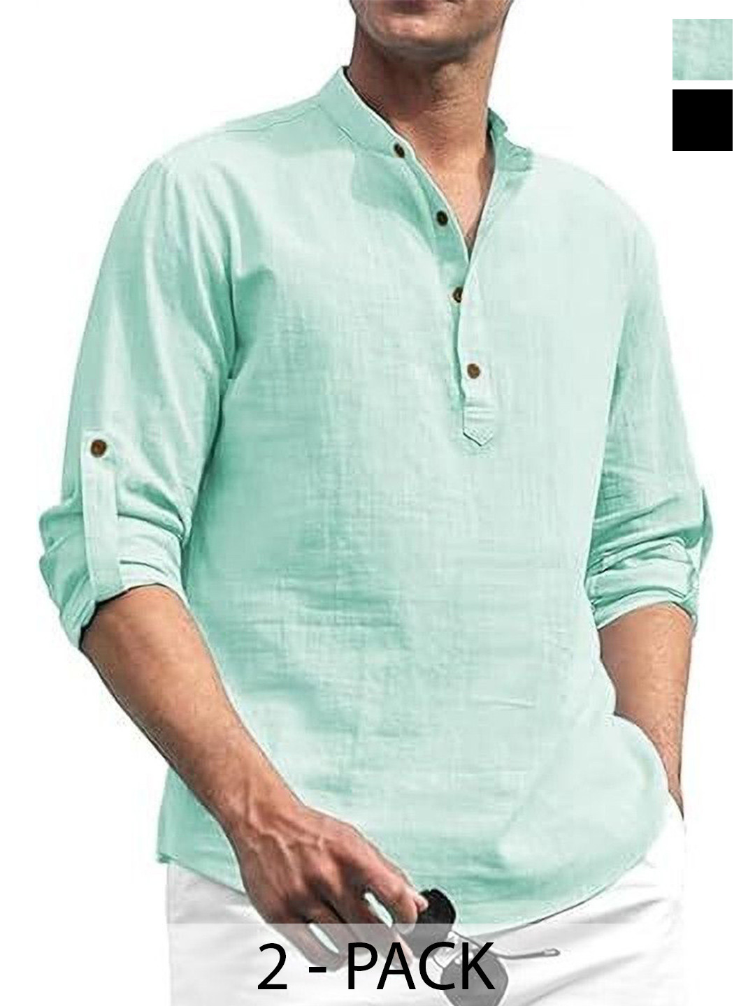 AMRIT TOP WEAR Men Pack Of 2 Pathani Long Sleeves Kurta