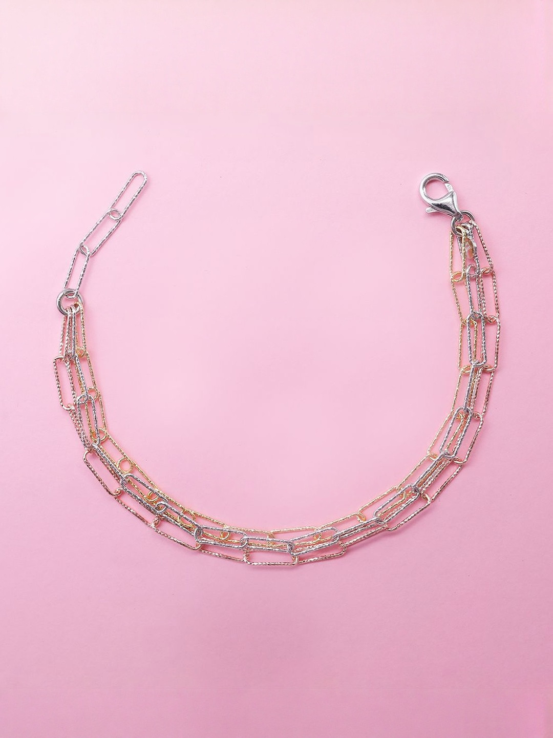 ANJ JEWELS 925 Sterling Silver Gold Plated Omega Multistrand Bracelet