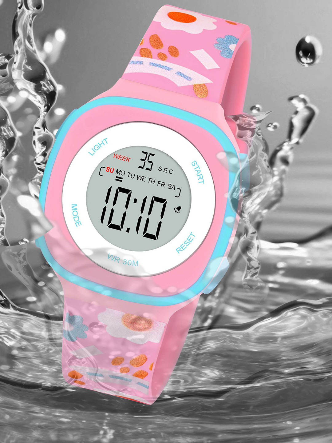 KIDSUN Girls Dial & Straps Digital Multi Function Watch 871_SUNFLOWER_PINK