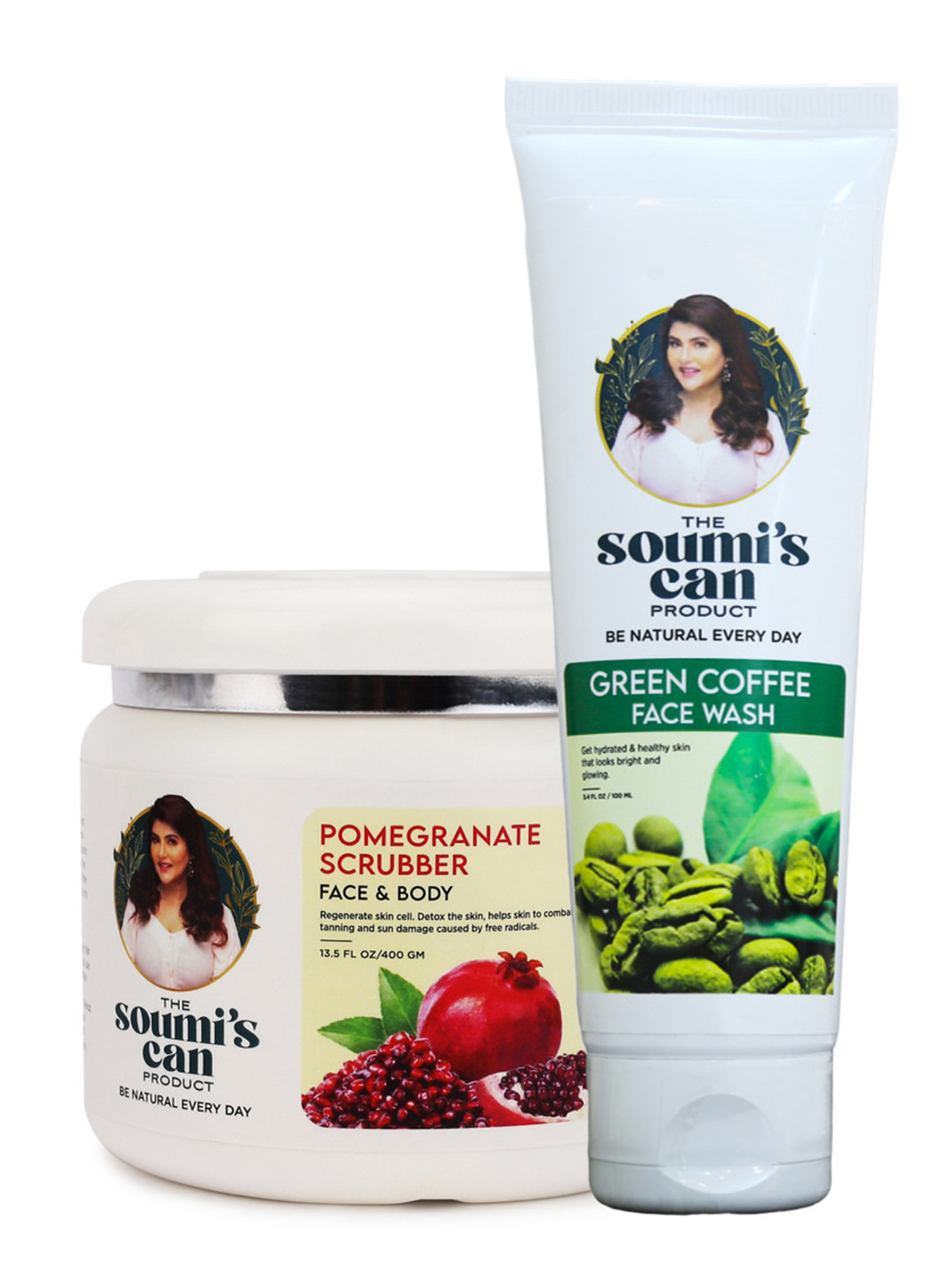 THE SOUMI'S CAN PRODUCT Pomegranate Scrubber & Green Coffee Face Wash- 500ml