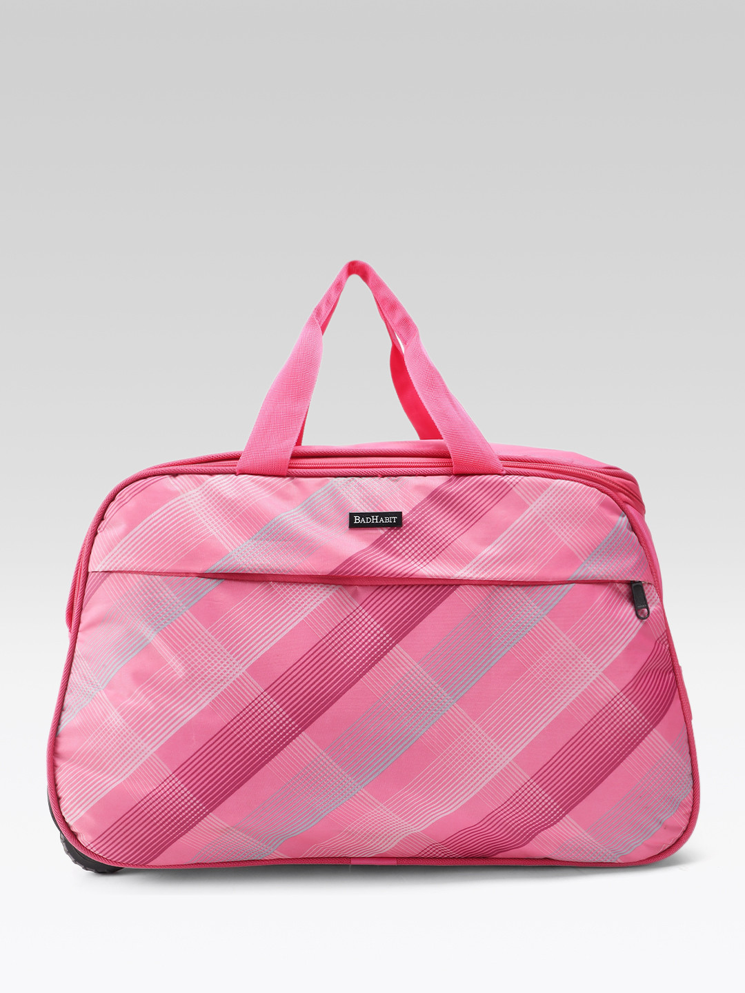 BAD HABIT Unisex Checked Medium Duffel Trolley Bag - 45L