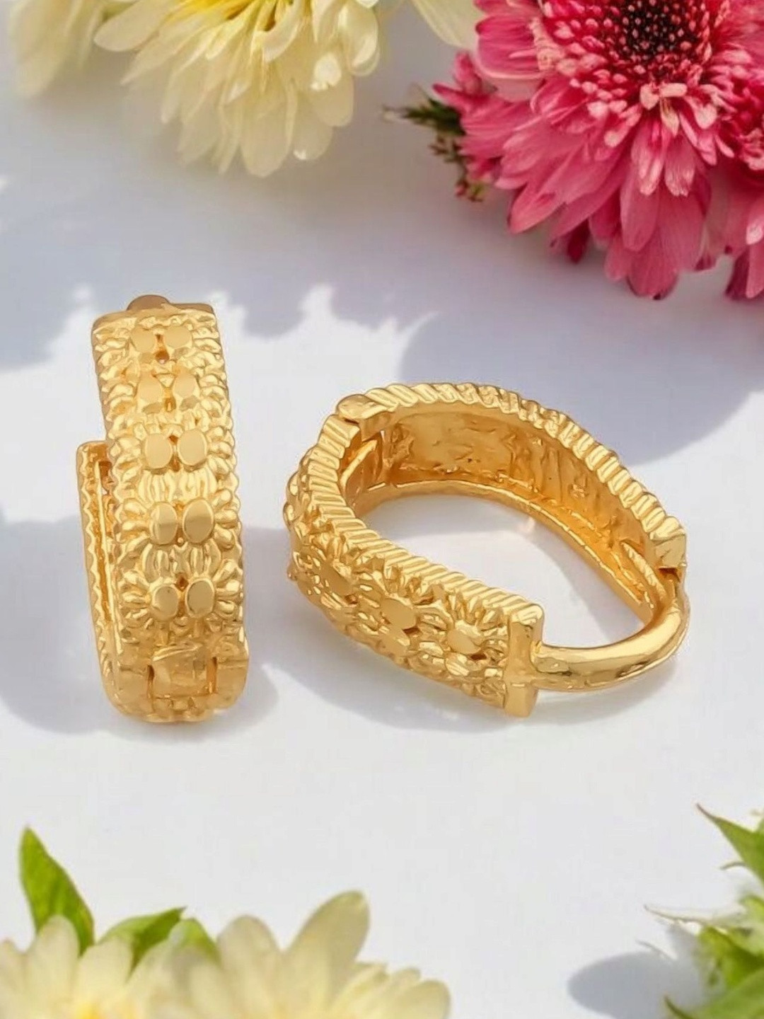 SHREE KRISHNA SHOPPING Gold-Plated Brass Ethnic Clip-on Hoop Earring