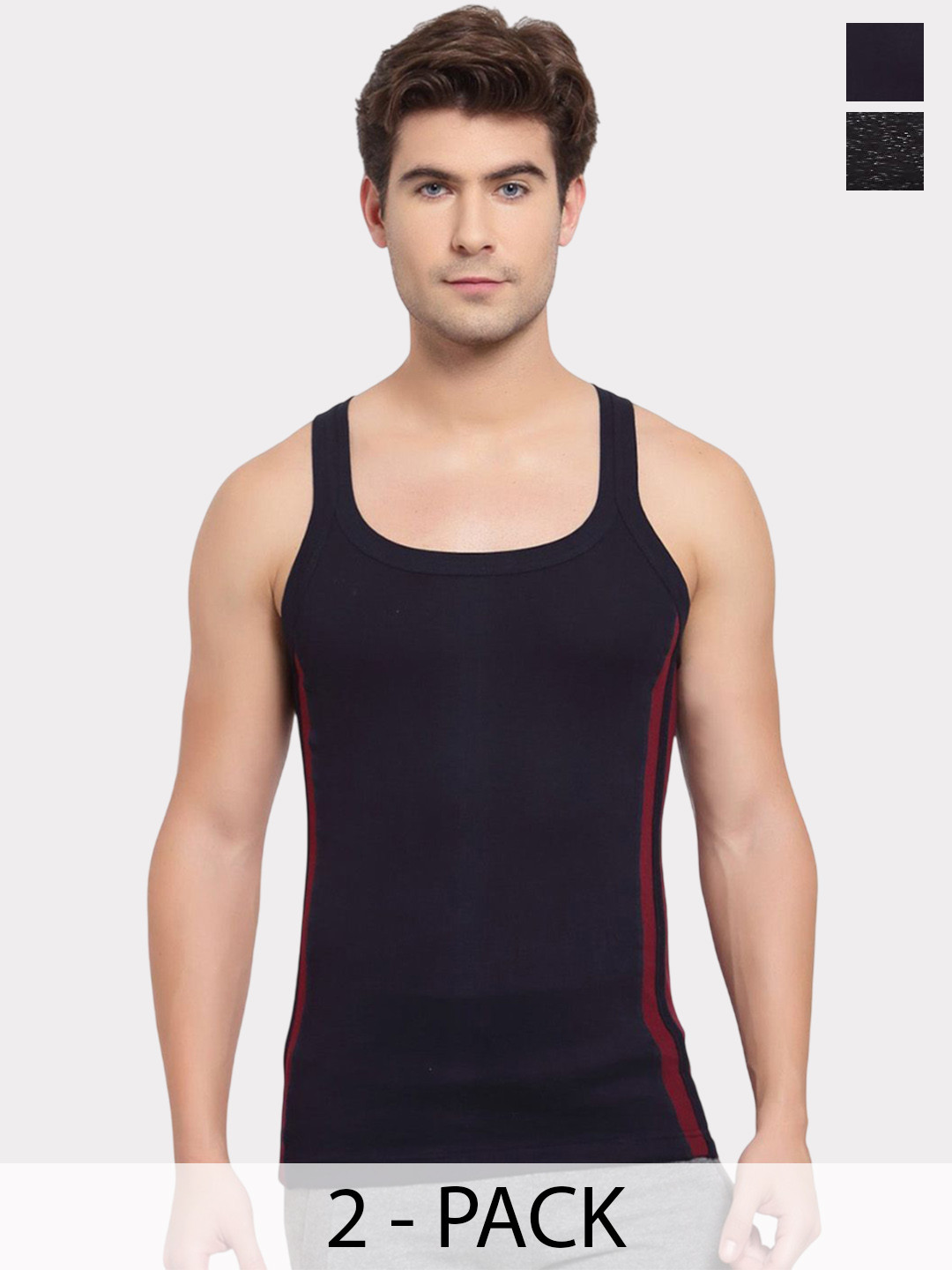 Sporto by Macho Pack Of 2 Colourblocked Cotton Gym Vests