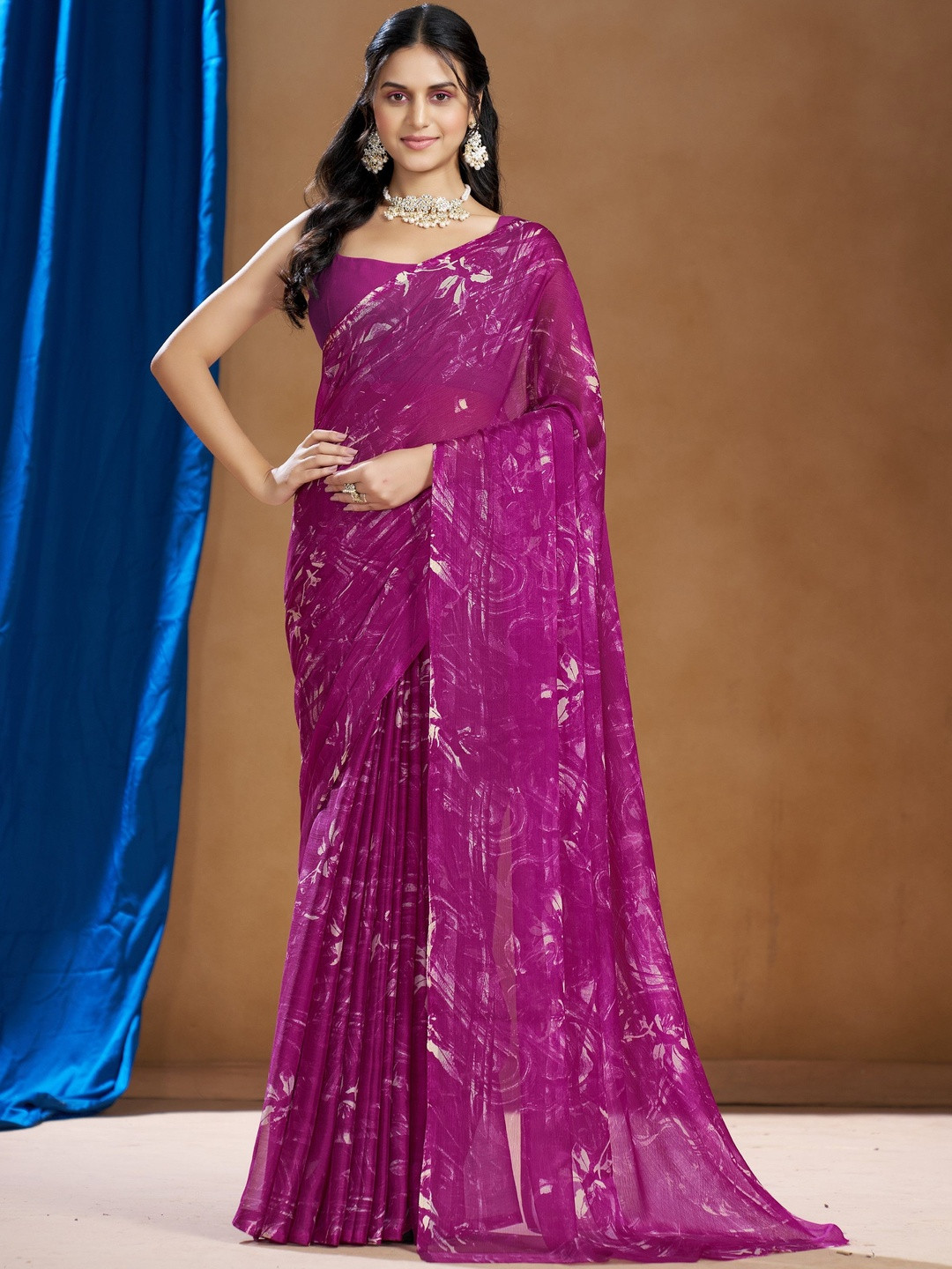 Garden Vareli Abstract Print Saree Without Blouse Piece