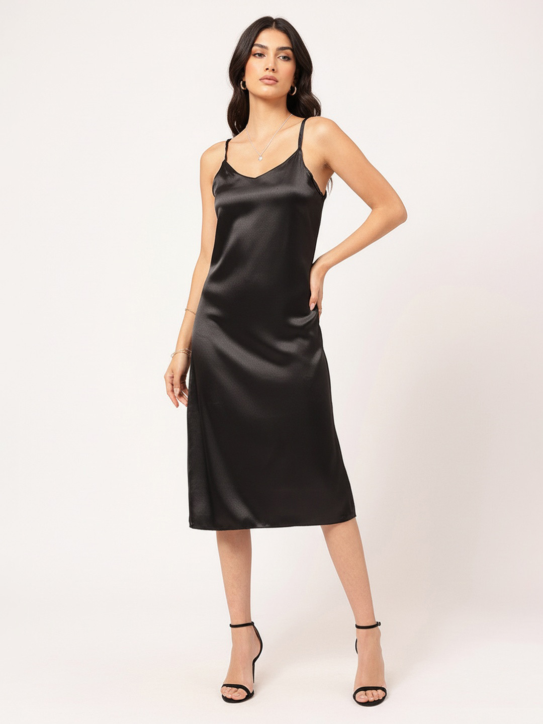 DressBerry Satin Luxe Slip Midi Dress