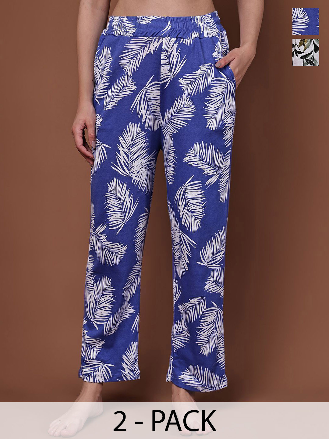 Valles365 by S.C. Women Pack of 2 Cotton Printed Mid-Rise Lounge Pants