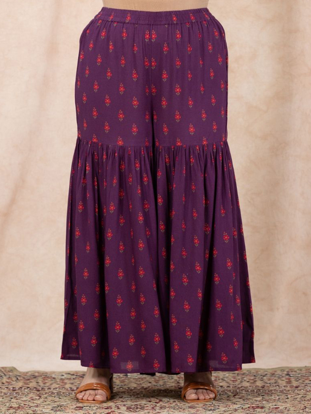 Aramya Women Floral Printed Plus Size Flared Sharara